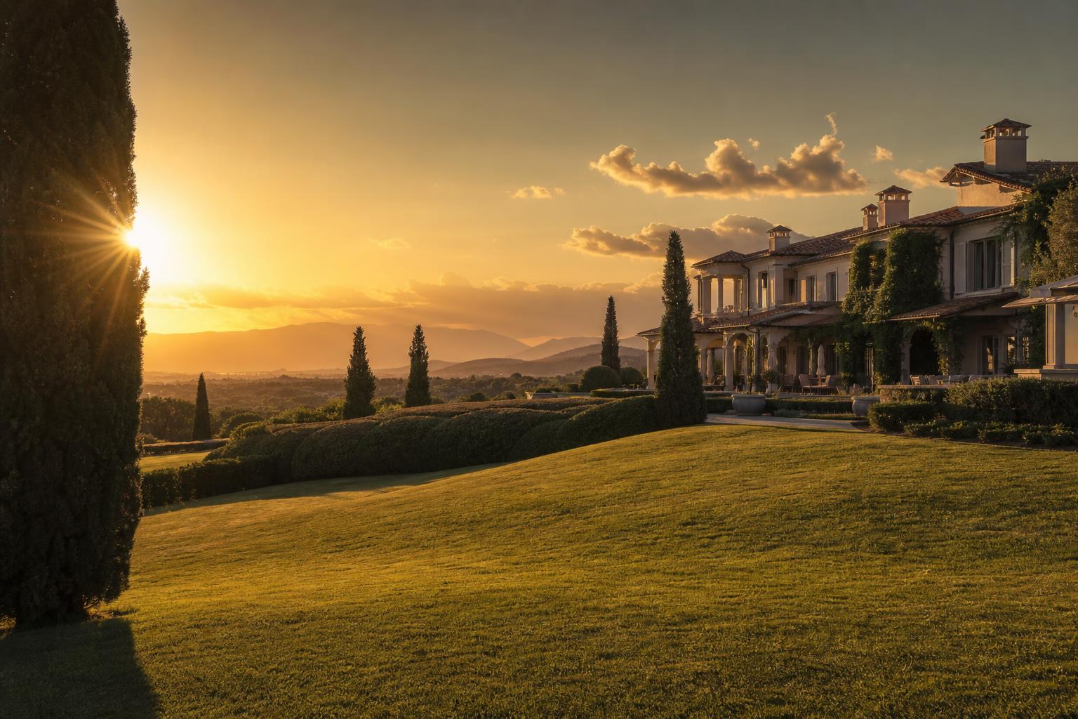 Luxury estate at sunset